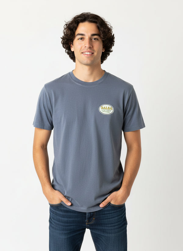 Balsa Heavy Faded Gas Station T-Shirt - Faded Indigo
