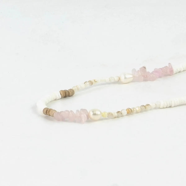 Pineapple Island Love is Here Natural Stone, Pearl & Shell Necklace
