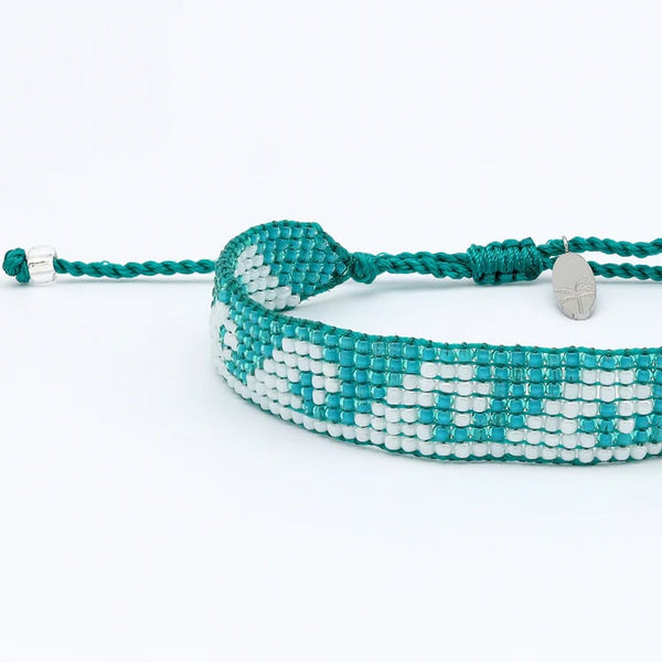 Pineapple Island Melayang Wave Breaded Bracelet - Blue & White