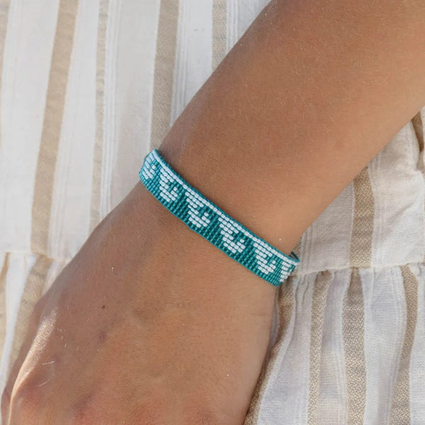 Pineapple Island Melayang Wave Breaded Bracelet - Blue & White