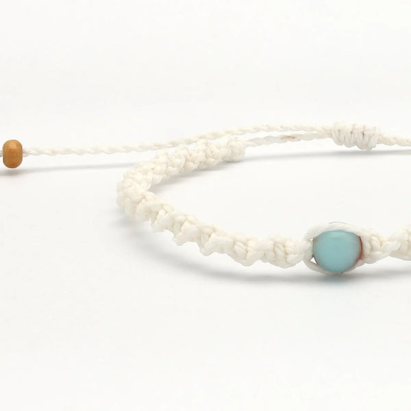 Pineapple island Memutar Cord & Gemstone Bracelet - White