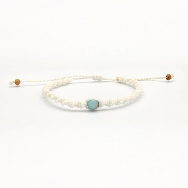 Pineapple island Memutar Cord & Gemstone Bracelet - White