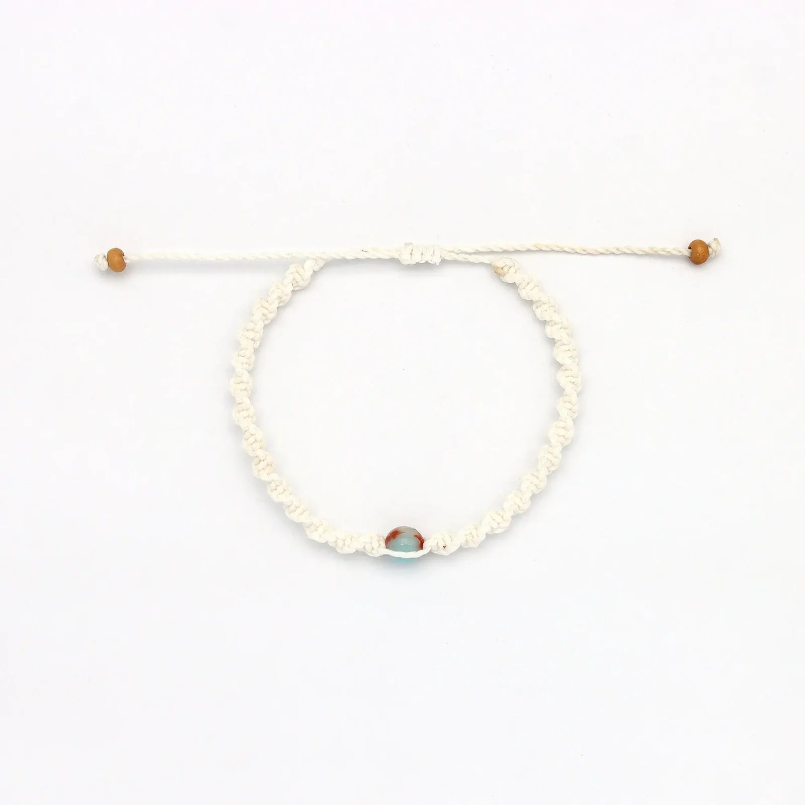 Pineapple island Memutar Cord & Gemstone Bracelet - White