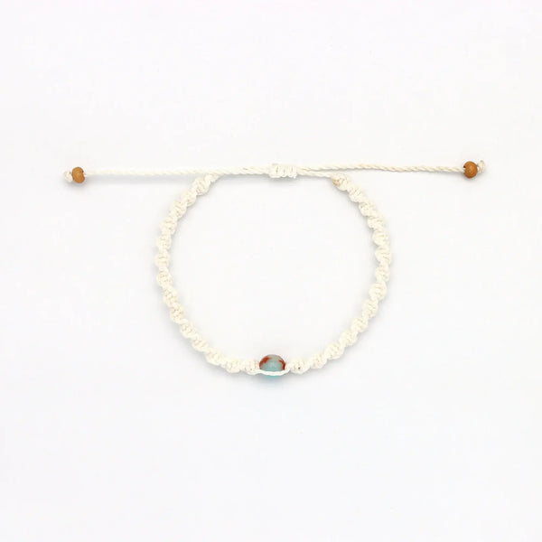 Pineapple island Memutar Cord & Gemstone Bracelet - White