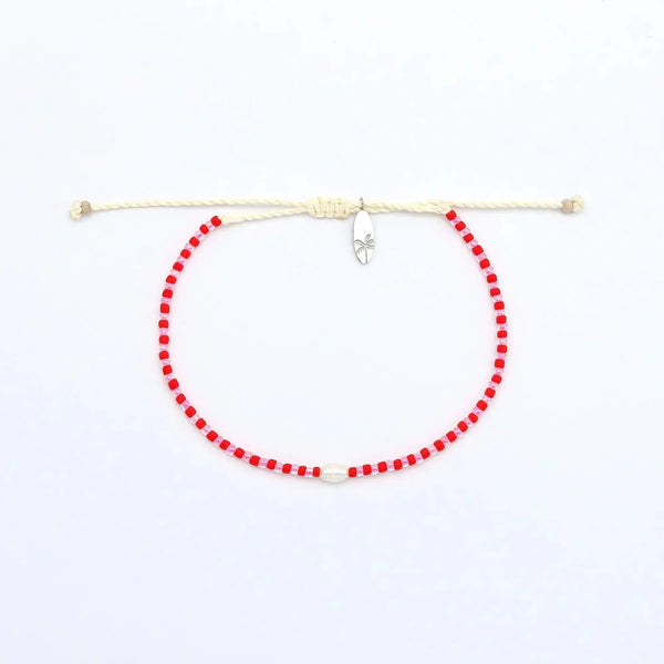 Pineapple Island - Mutiara Dainty Beaded Anklet - Red/Pink