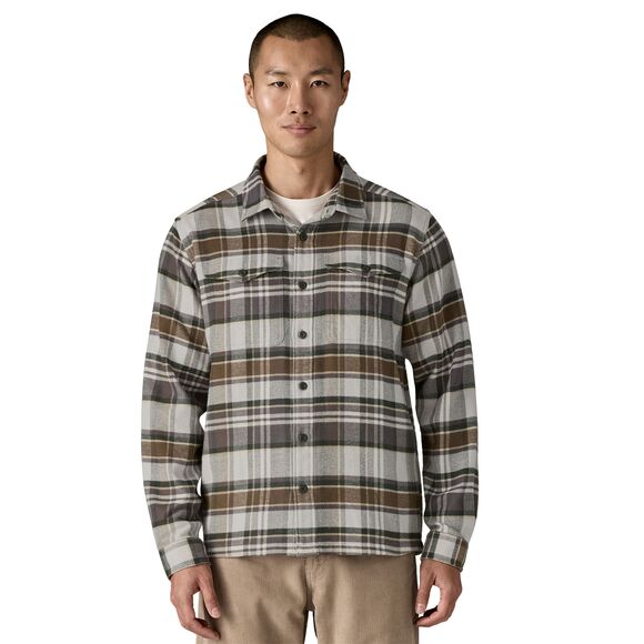 Patagonia Men's Long-Sleeved Fjord Flannel Shirt - Blizzard: Salt Grey
