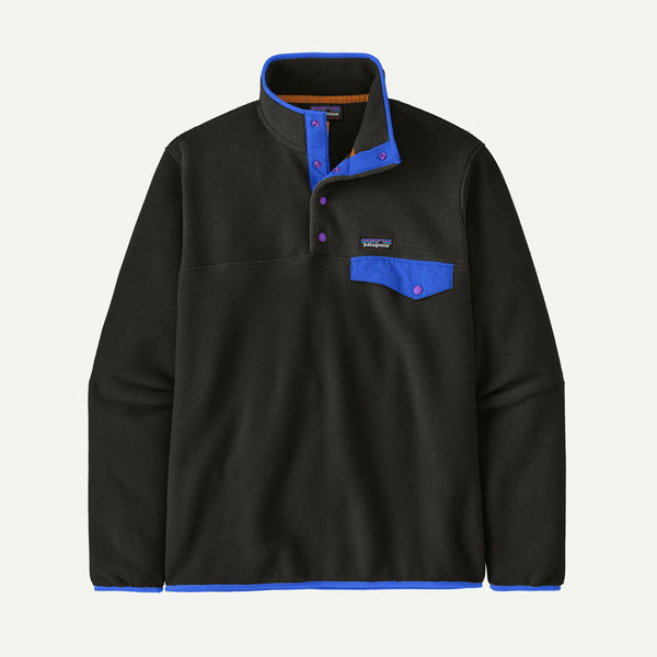Patagonia Men's Lightweight Synchilla Snap-T Fleece Pullover - Black w/P6 Blue