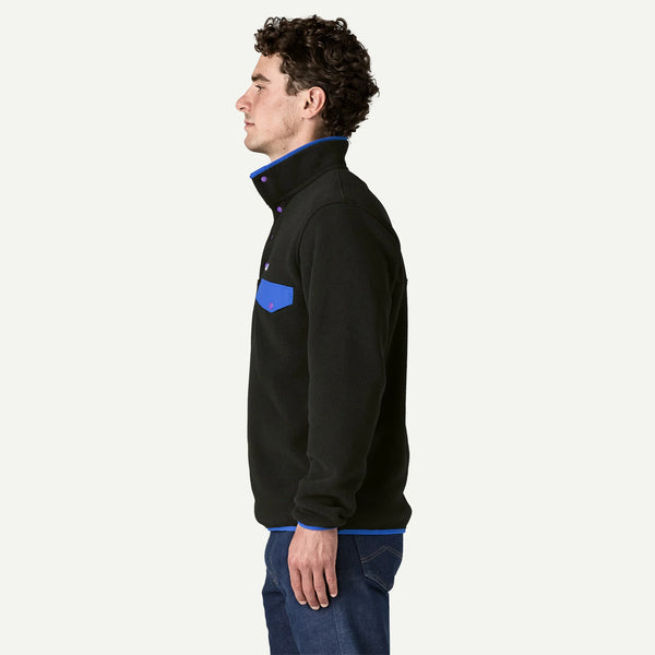Patagonia Men's Lightweight Synchilla Snap-T Fleece Pullover - Black w/P6 Blue