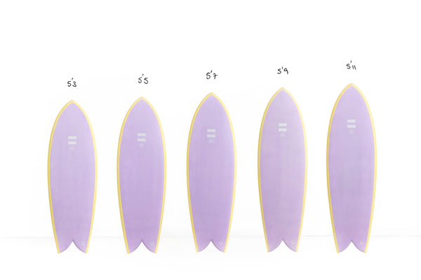 Indio Surfboard - DAB Cream Lilac- 5'11" x 21 1/4 x 2 5/8 - 39.90L