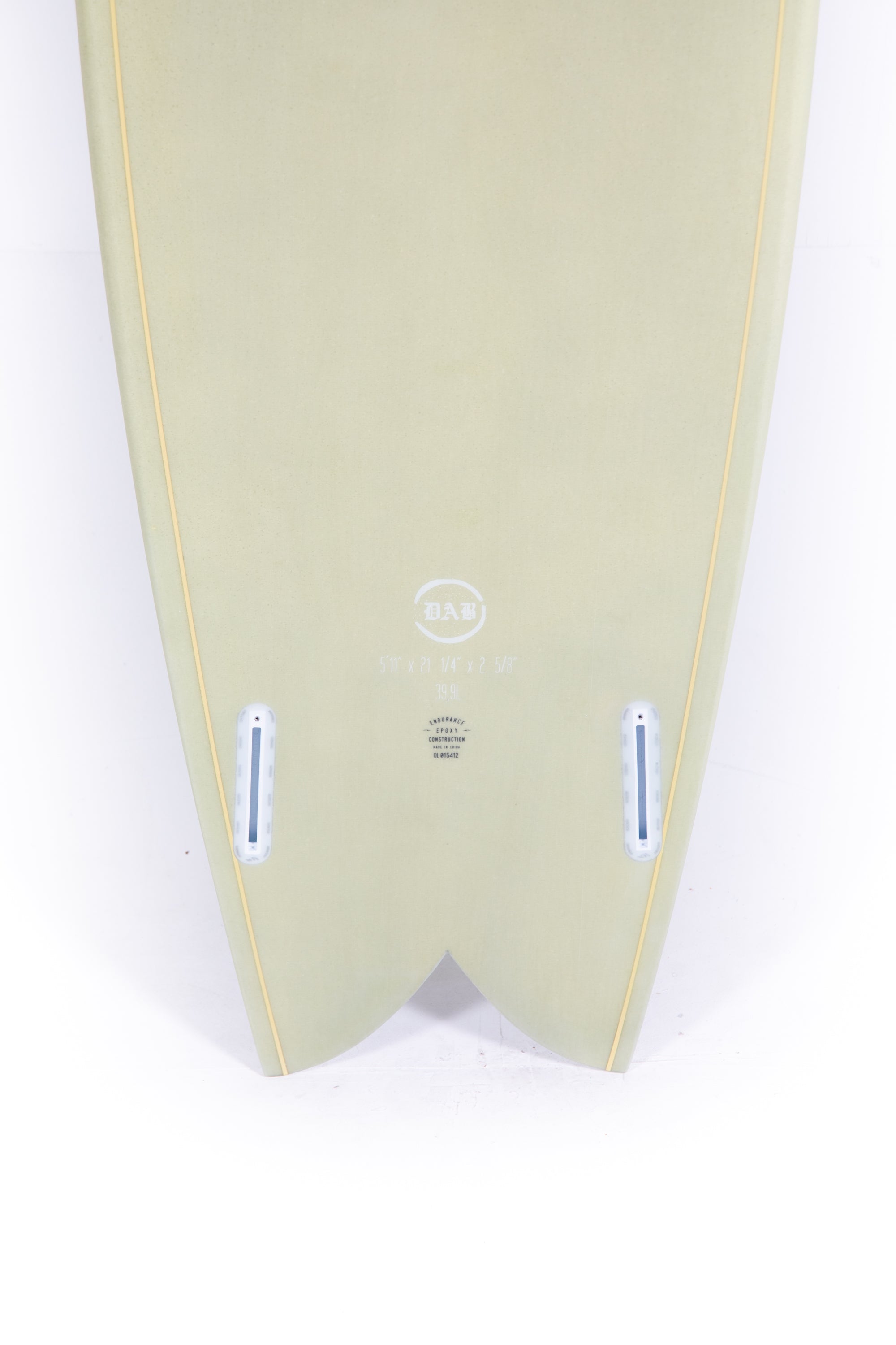 Indio Surfboard - DAB Green Cement- 5’11” x 21 1/4 x 2 5/8 x 39.90L
