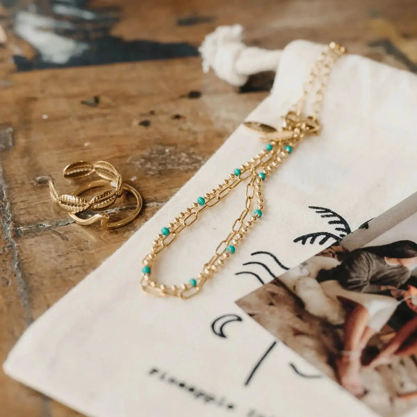 Pineapple Island Enamel Waterproof Chain Bracelet