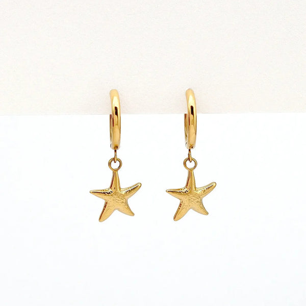 Pineapple Island Starfish Hoop Waterproof Earrings