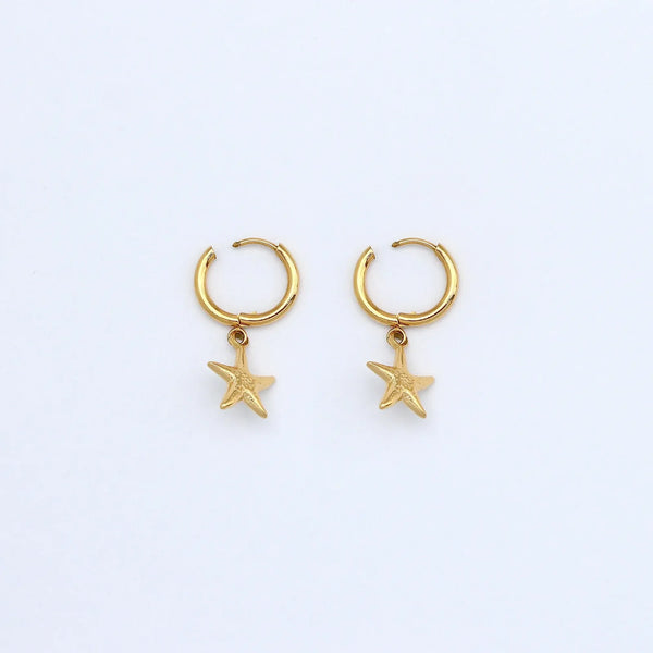 Pineapple Island Starfish Hoop Waterproof Earrings