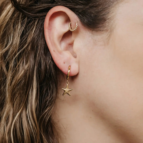 Pineapple Island Starfish Hoop Waterproof Earrings