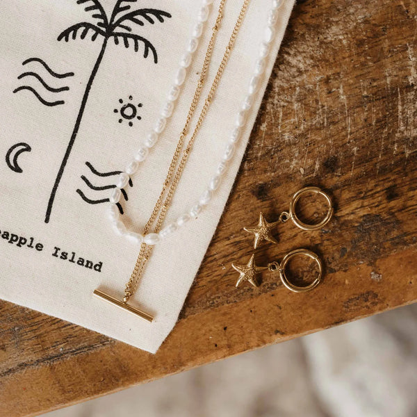 Pineapple Island Starfish Hoop Waterproof Earrings