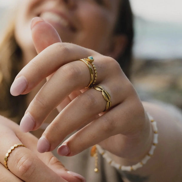 Pineapple Island Turquoise Stone Double Ring