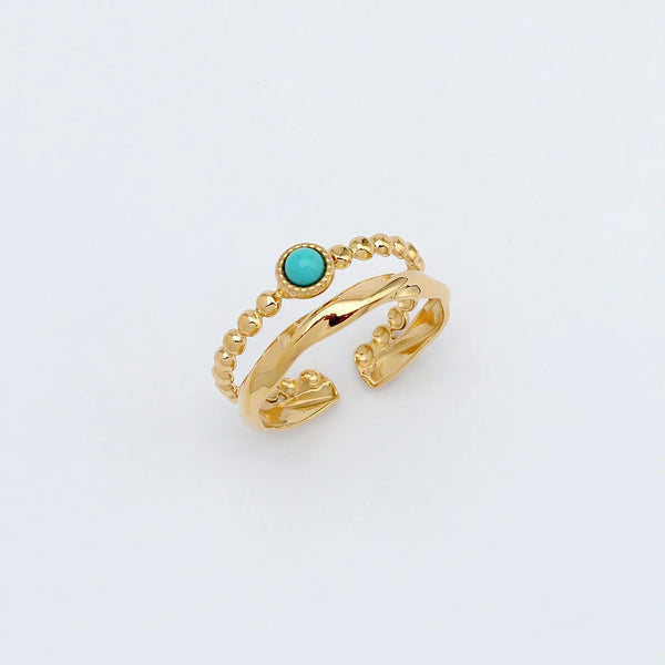 Pineapple Island Turquoise Stone Double Ring