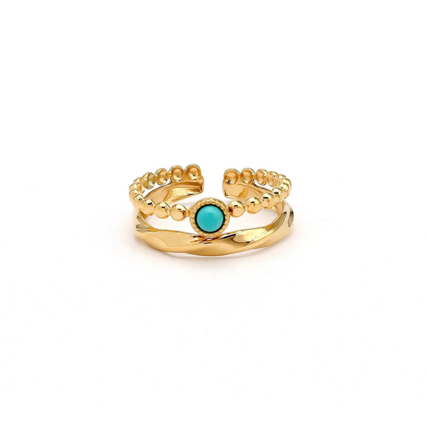 Pineapple Island Turquoise Stone Double Ring