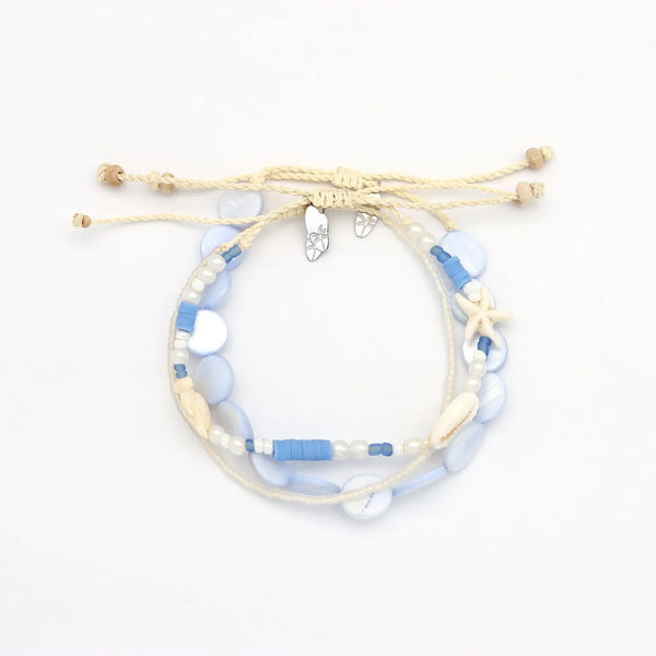 Pineapple Island Nereids Calm Ocean Blue Bracelet Set - Blue