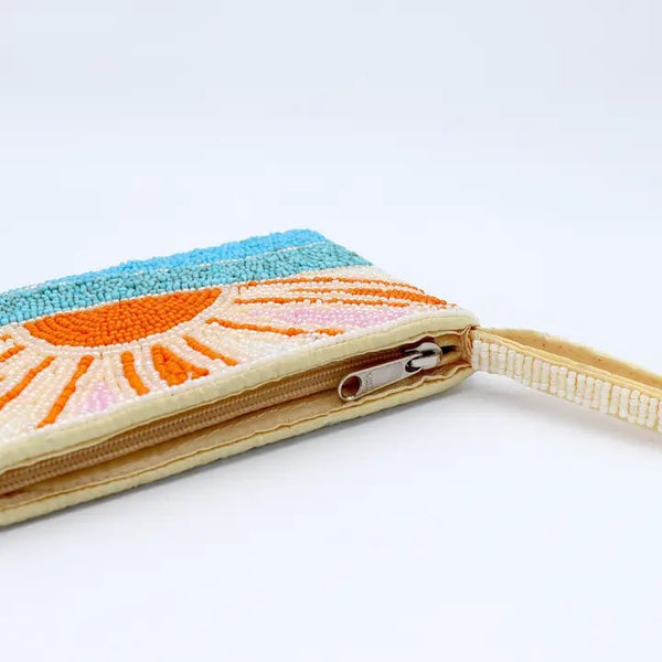 Small Sunrise Beaded Pouch - Orange