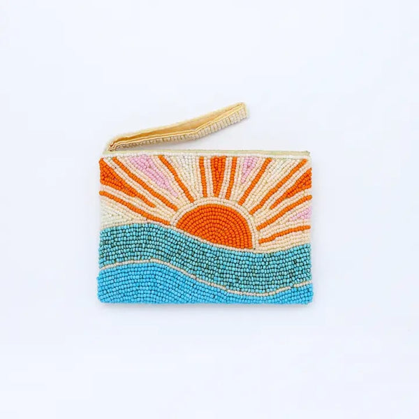 Small Sunrise Beaded Pouch - Orange