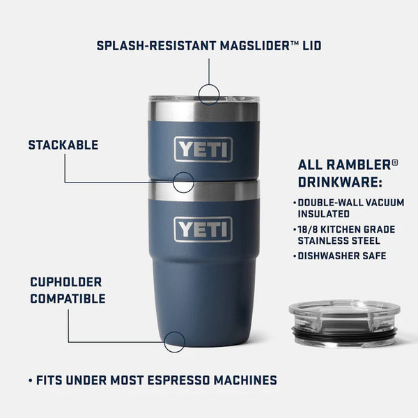 YETI RAMBLER 8 OZ STACKABLE CUP -  BLACK