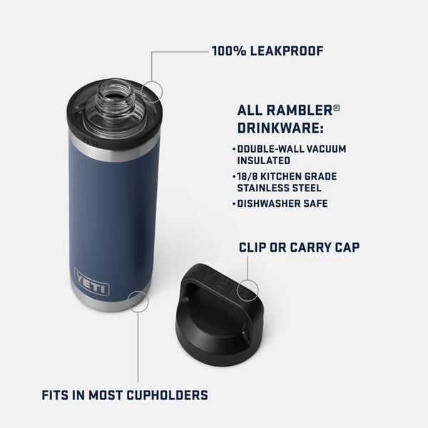 YETI RAMBLER 18 OZ BOTTLE WITH CHUG LID 532ml - BLACK