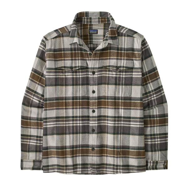 Patagonia Men's Long-Sleeved Fjord Flannel Shirt - Blizzard: Salt Grey