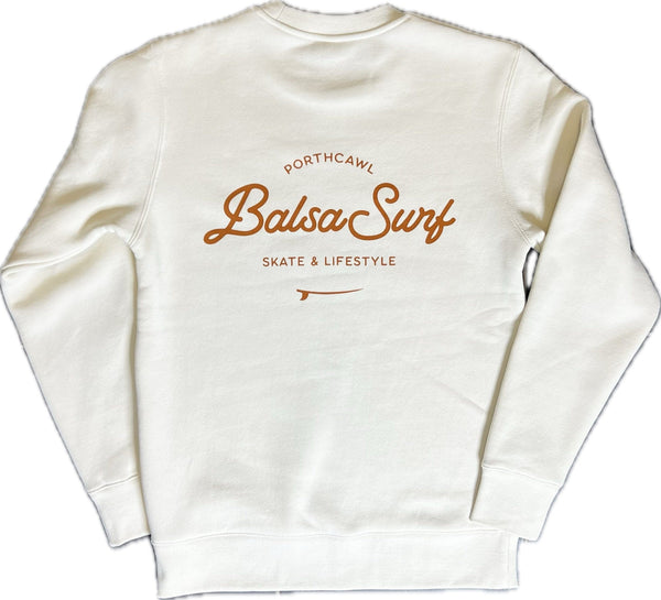 Balsa Surf & Skate Sweatshirt Balsa Town Crew Neck Sweatshirt Ecru & Clay Unisex