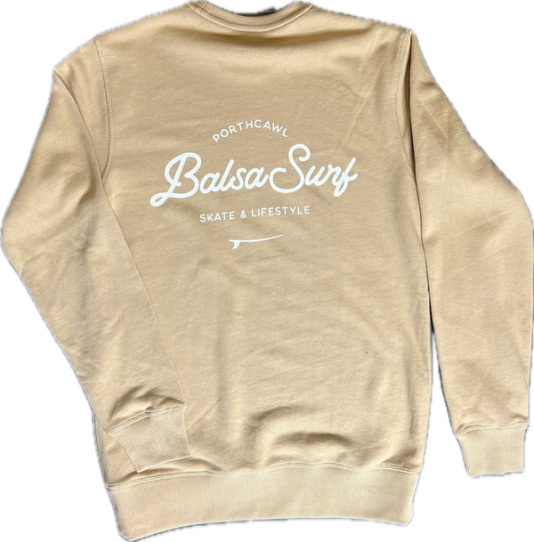 Balsa Surf & Skate Sweatshirt Balsa Town Crew Neck Sweatshirt Tan Unisex