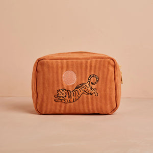 Cai & Jo Bags Cai & Jo Corduroy Tiger Makeup & Toiletries Bag - Dusty Pink