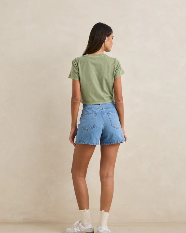 Rhythm Womens Island Crop Crew T-Shirt - Palm