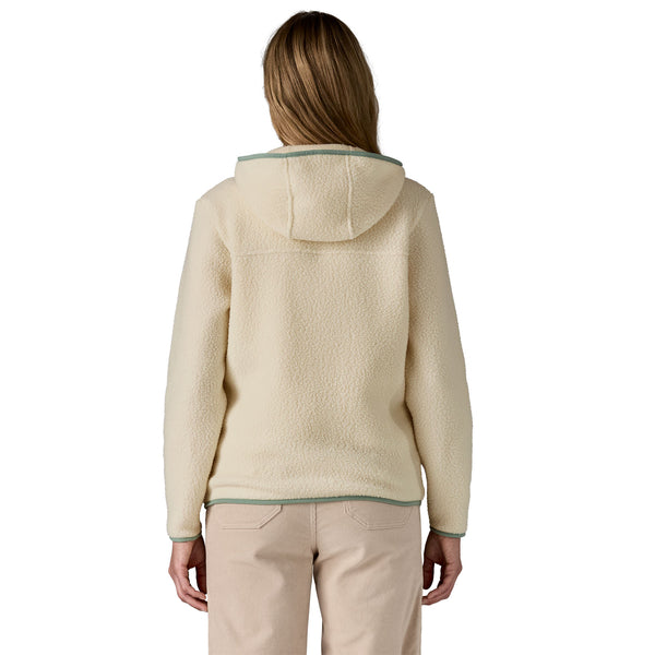 Patagonia Women's Retro Pile Fleece Hoody - Natural W/ Ellwood Green