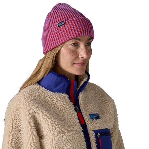 Patagonia Fisherman's Rolled Beanie - Contrast Stripe: Brisk Purple