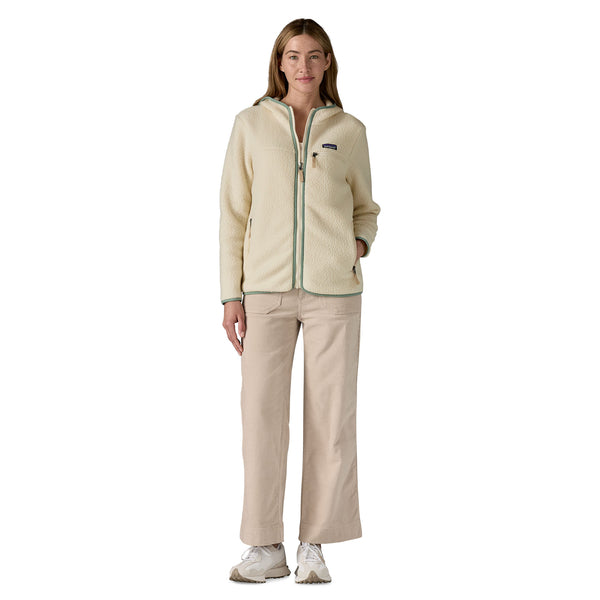Patagonia Women's Retro Pile Fleece Hoody - Natural W/ Ellwood Green