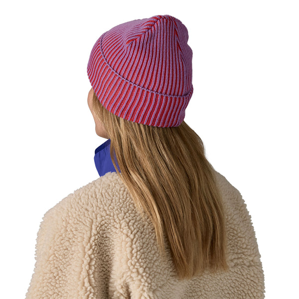 Patagonia Fisherman's Rolled Beanie - Contrast Stripe: Brisk Purple