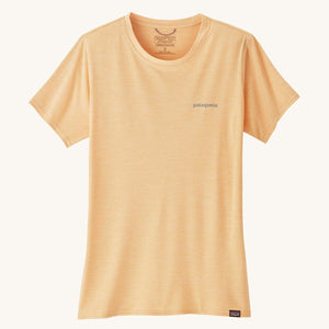 Patagonia T-shirt X-Small Patagonia Women's Capilene® Cool Daily Graphic Shirt - Waters - Boardshort Logo: Sandy Melon X-Dye