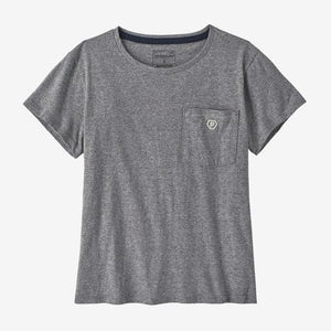 Patagonia T-shirt X-Small Patagonia Women's Clean Climb Bloom Pocket Responsibili-Tee - Gravel Heather