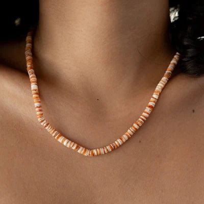 Pineapple Island Jewellery Ahiki Natural Bead Necklace by Pineapple Island - Orange