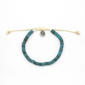 Pineapple Island Jewellery Pantai Kura-Kura Wood Beaded Anklet by Koh Surf - Blue