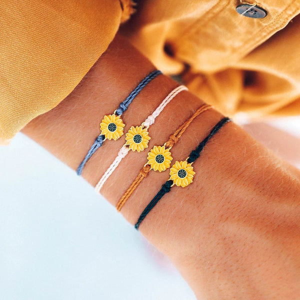 Puravida Jewellery Puravida Gold enamel Sunflower Bracelet - Burnt Orange