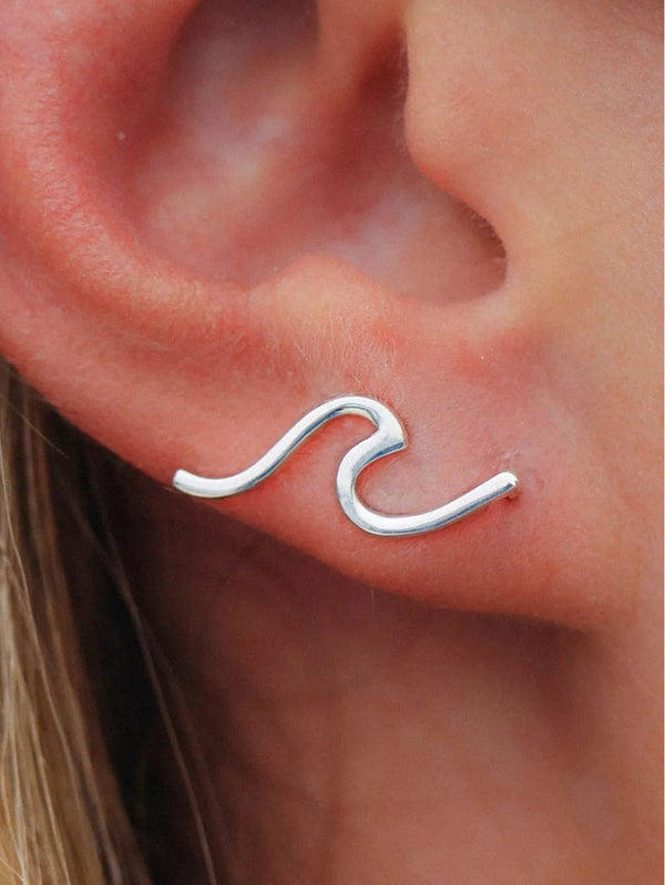 Puravida Jewellery Puravida Wave Ear Climber - Silver