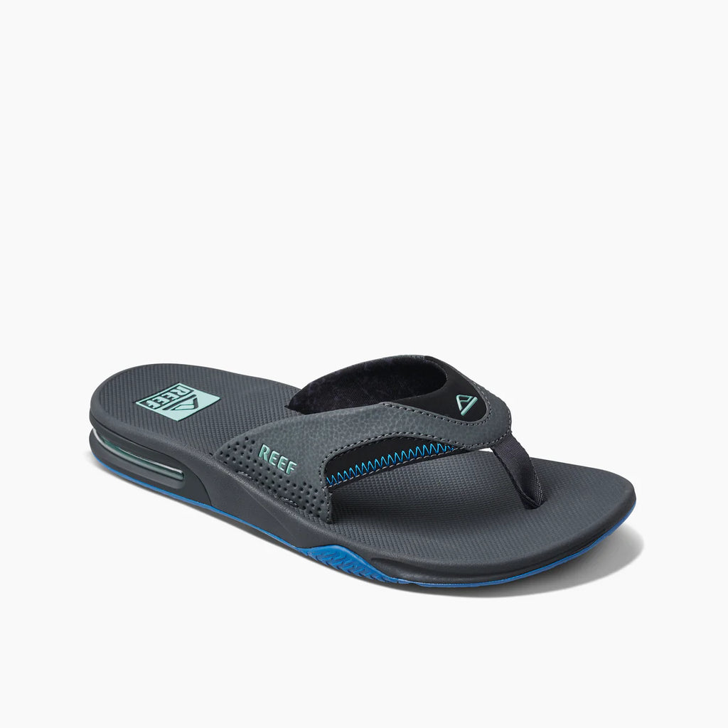 Reef Fanning Flip Flops - Gunmetal/Ocean