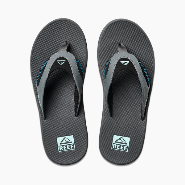 Reef Fanning Flip Flops - Gunmetal/Ocean