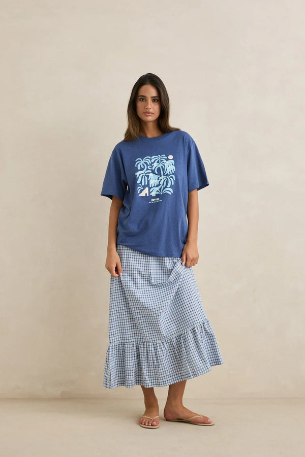Rhythm Island Womens Oversized T-Shirt - Indigo