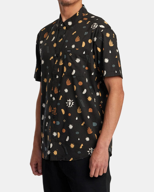 Rvca Shirt RVCA Anytime Short Sleeved Shirt - Pirate Black