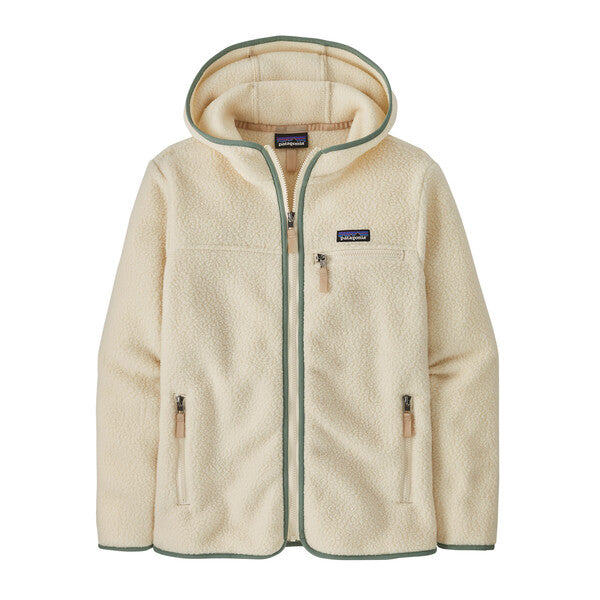 Patagonia Women's Retro Pile Fleece Hoody - Natural W/ Ellwood Green