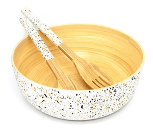 Jungle Culture Homewares Bamboo Extra Large Salad bowl with tongs