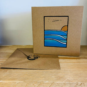 Lino Siren Greeting & Note Cards Lino Siren "Glassy" Greeting card