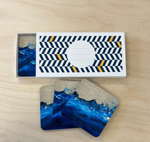 Lino Siren Homewares Wave set of 4 coasters